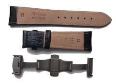 [Verkauft] Mühle Lederband Alligator Schwarz 22 mm mit Faltschliesse