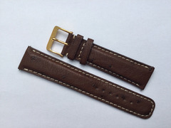 Camille Fournet Uhrenarmband 20/18 mm Strauß Braun Helle Naht